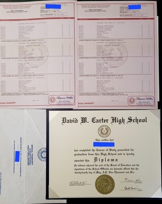 High School Diploma, Transcripts With Deluxe Holder Set