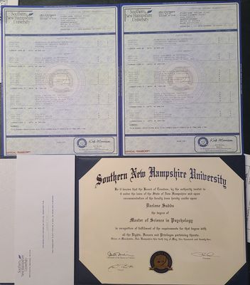 2 Match University Diplomas / College Diplomas + 4 Complete Transcript Sets + 4 Registrar Envelopes