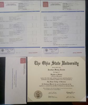 Match University Diploma / College Diploma + Complete Transcript Set + Registrar Envelopes