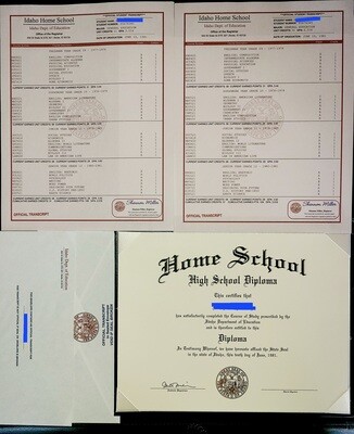 HomeSchool Diploma and Transcripts Set + Envelopes