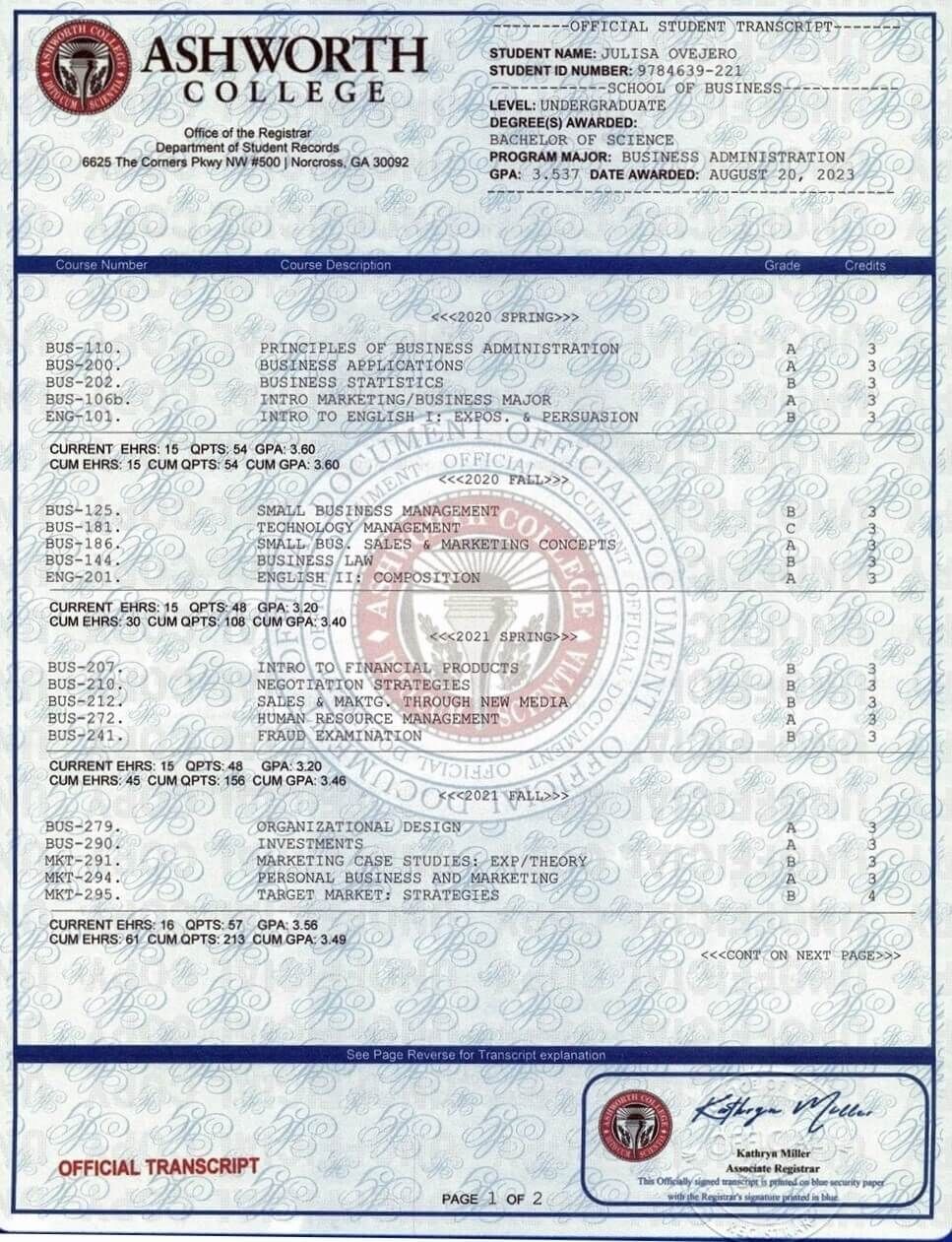 College Transcripts / University Transcripts and Registrar Envelopes
