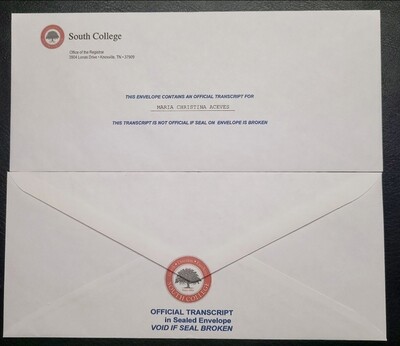 University Registrar Envelopes