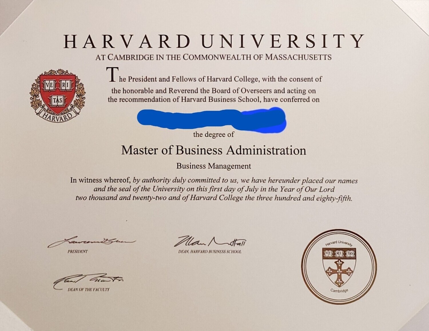  University Transcripts Certificate