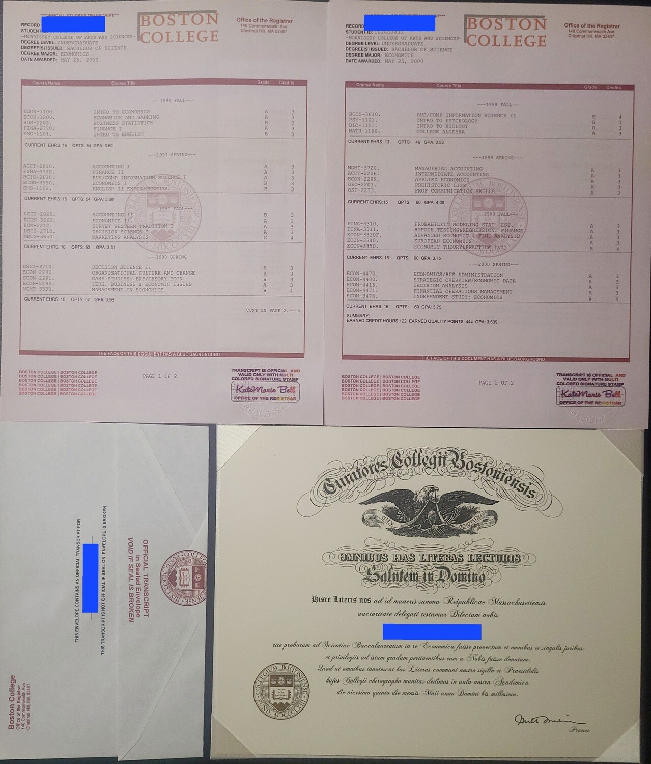 college diplomas and transcripts