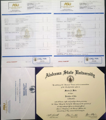Two Custom College Diplomas with Transcript Sets and Registrar Envelopes