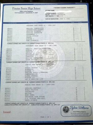 Same Day High School Transcript