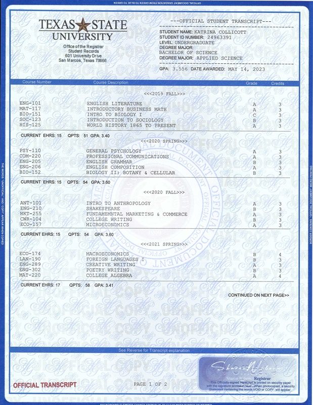 Katrina Collicott Texas State University