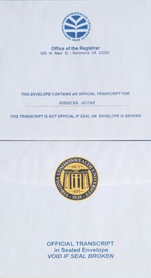 High School, Registrar Envelopes.