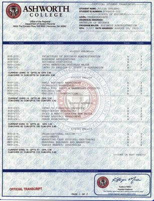 3 College / University Transcripts + Envelopes