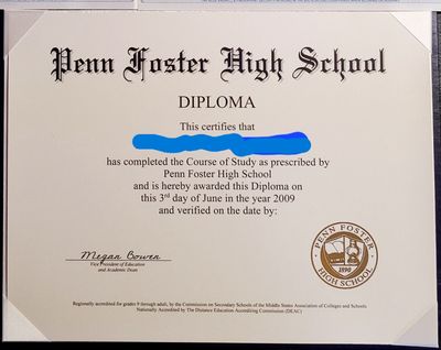 High School Diploma Penn Foster High School Diploma