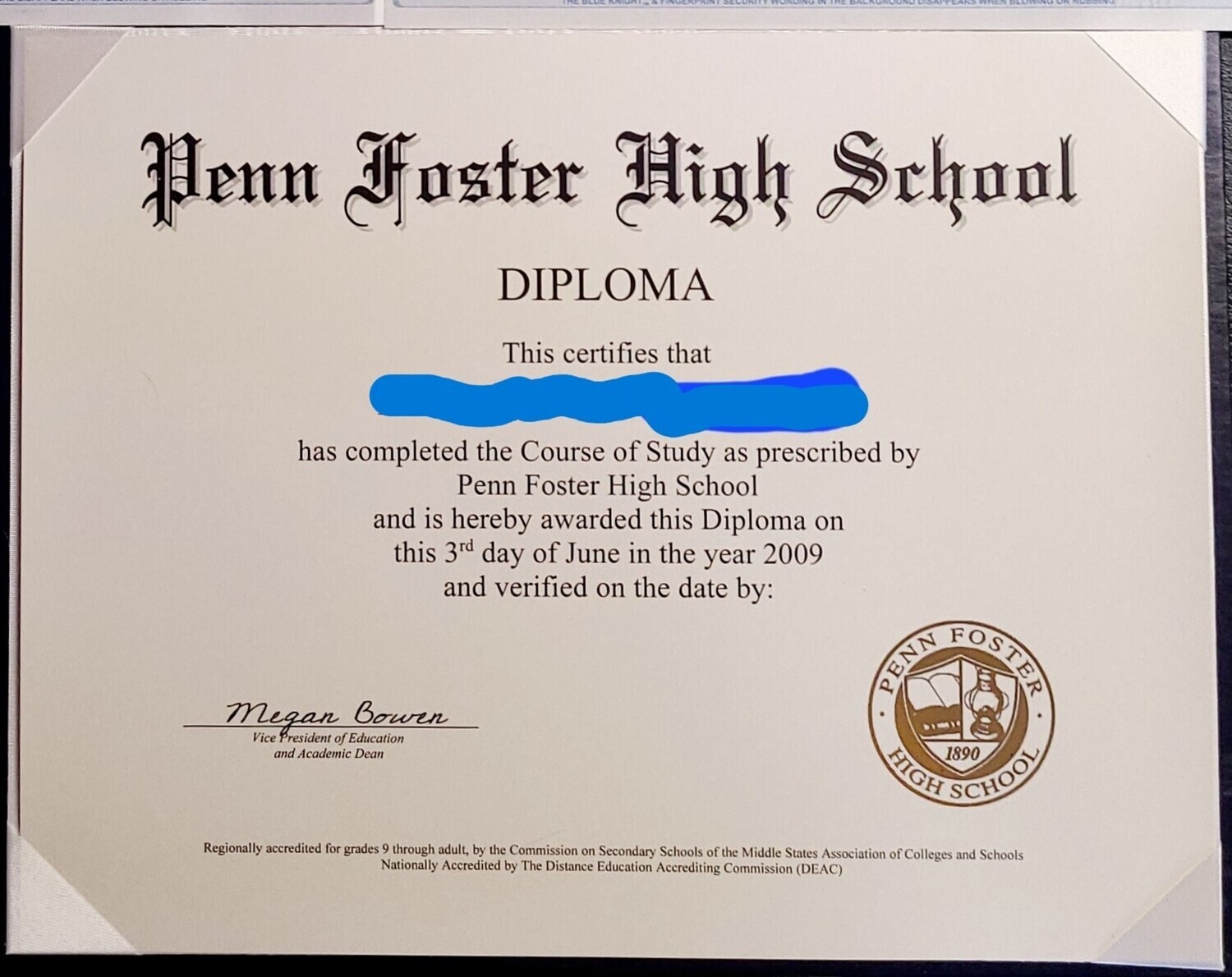 Replacement high school diploma and custom homeschool graduation certificate printed on premium ivory cream parchment paper.