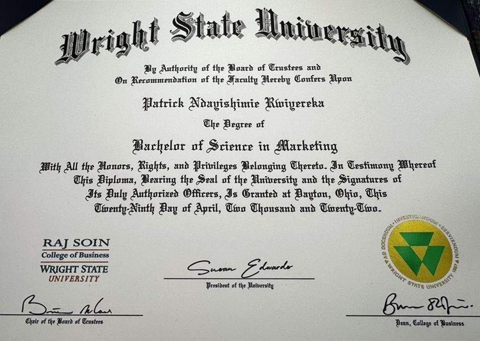 Patrick Ndayishimie Rwiyereka Wright State University replica