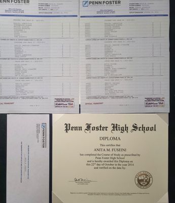 Penn Foster Diploma, Transcripts &amp; Registrar Envelopes