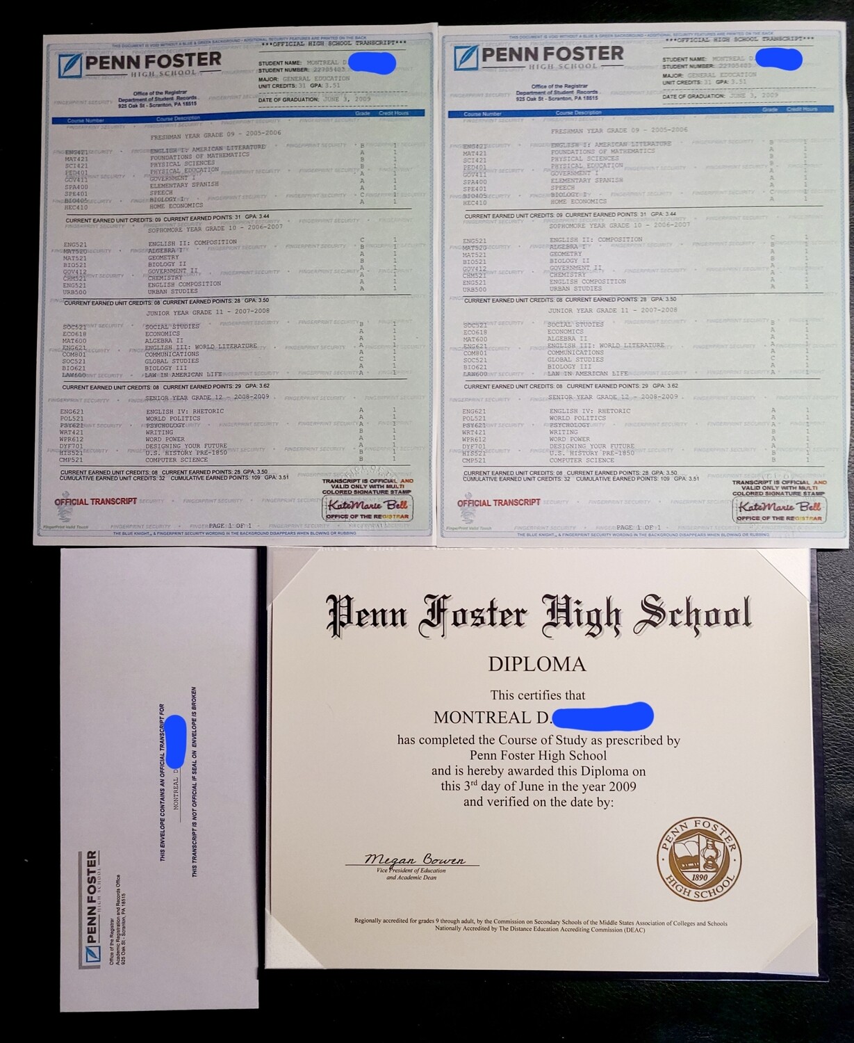 High School Diploma, Transcripts &amp; Deluxe Holder Set