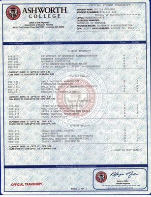 3 College / University Transcripts | Replica Prints + 3 Registrar Envelopes