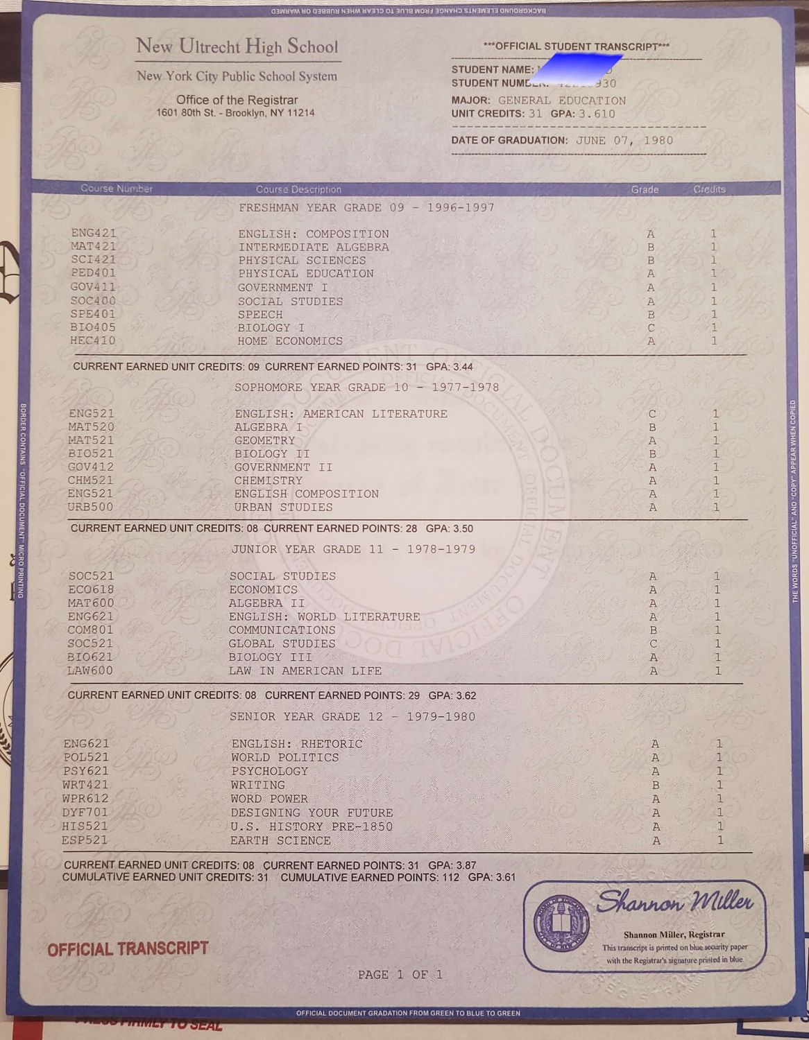 Replacement High School Transcripts | Custom Layout