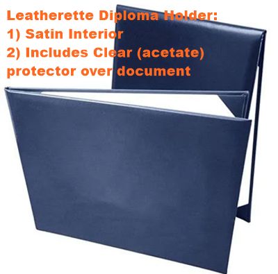 Deluxe Navy Leatherette Diploma Holder with Satin Interior