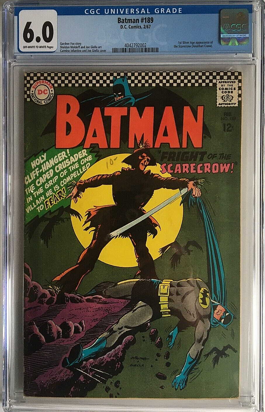 Batman, Volume 1 #189 - 1st Silver Age Scarecrow CGC 6.0
