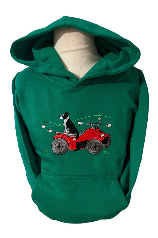 Green Quad + Collie hoodie