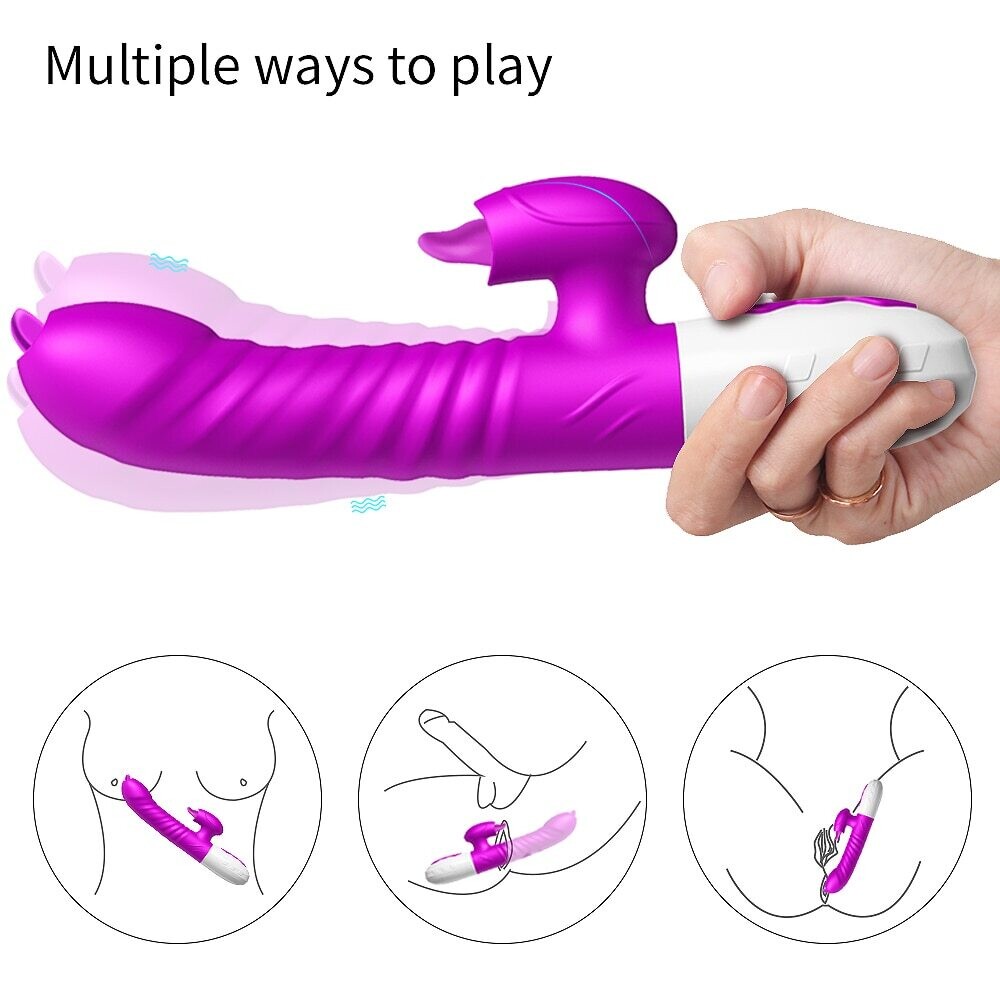 Double Tongue Vibrating dildo with Telescopic Rotating vibrators for woman Anal vaginal Clitoris Stimulator Adult suck sex toys
