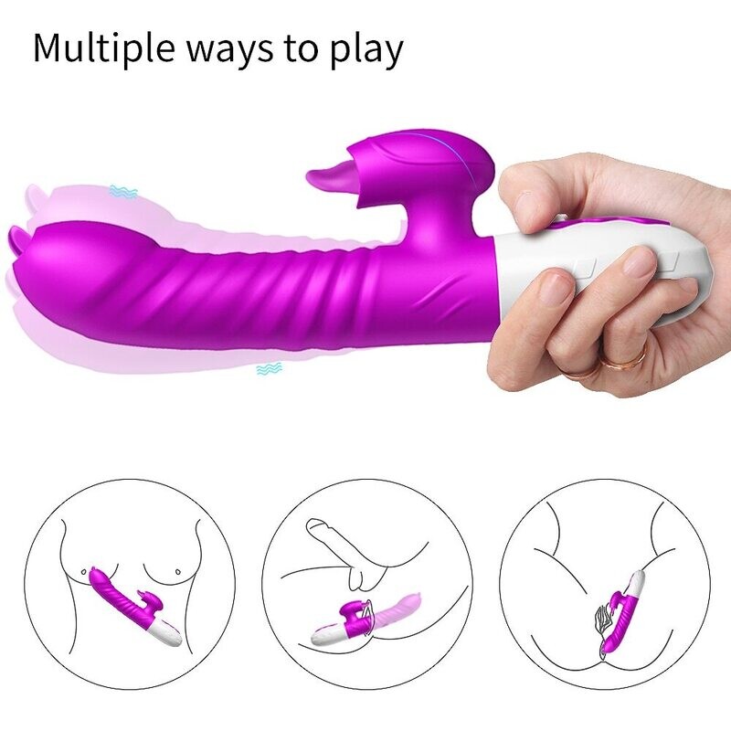 Double Tongue Vibrating dildo with Telescopic Rotating vibrators for woman Anal vaginal Clitoris Stimulator Adult suck sex toys