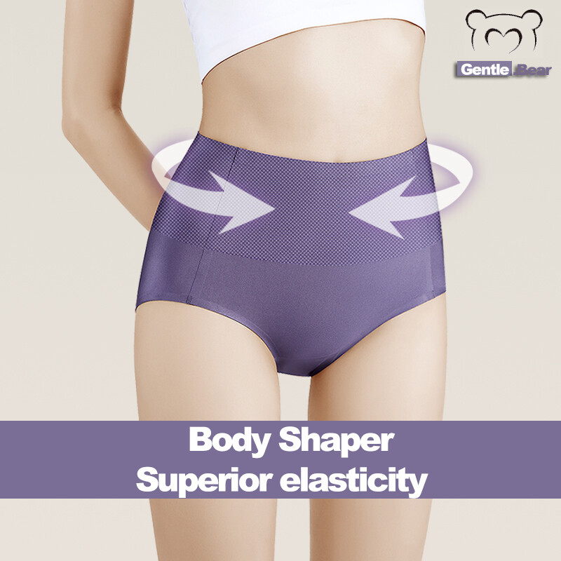 Gentle.Bear High Waist Underwear Women Ice Silk Seamless Panties 2022 New Body Shapewear Elastic Breathable Soft Ladies Briefs