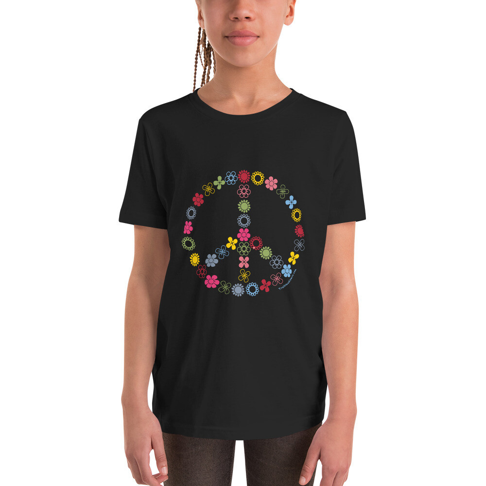 Colourful Flower Peace Sign Youth T-shirt