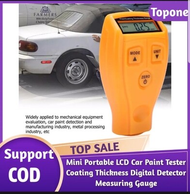 Mini Portable LCD Car Paint Tester Coating Thickness Digital Detector Measuring Gauge(Yellow)