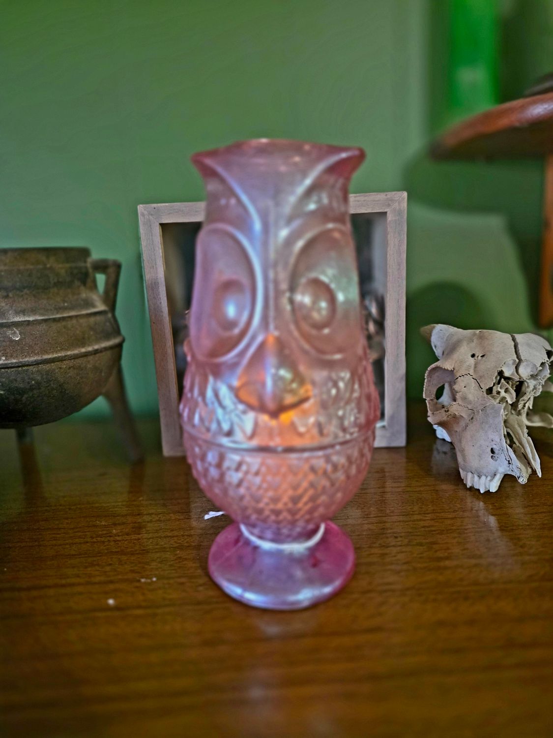 Pink Shimmer Owl Fairy Lamp