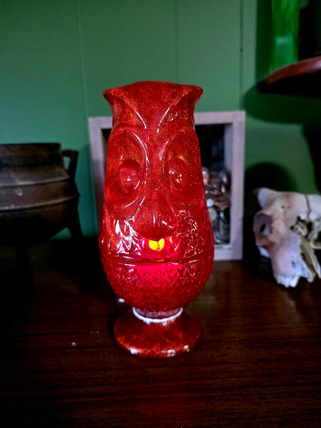 Red Owl Fairy Lamp