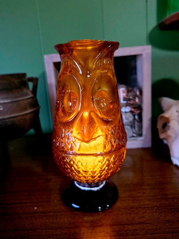 Amber Owl Fairy Lamp