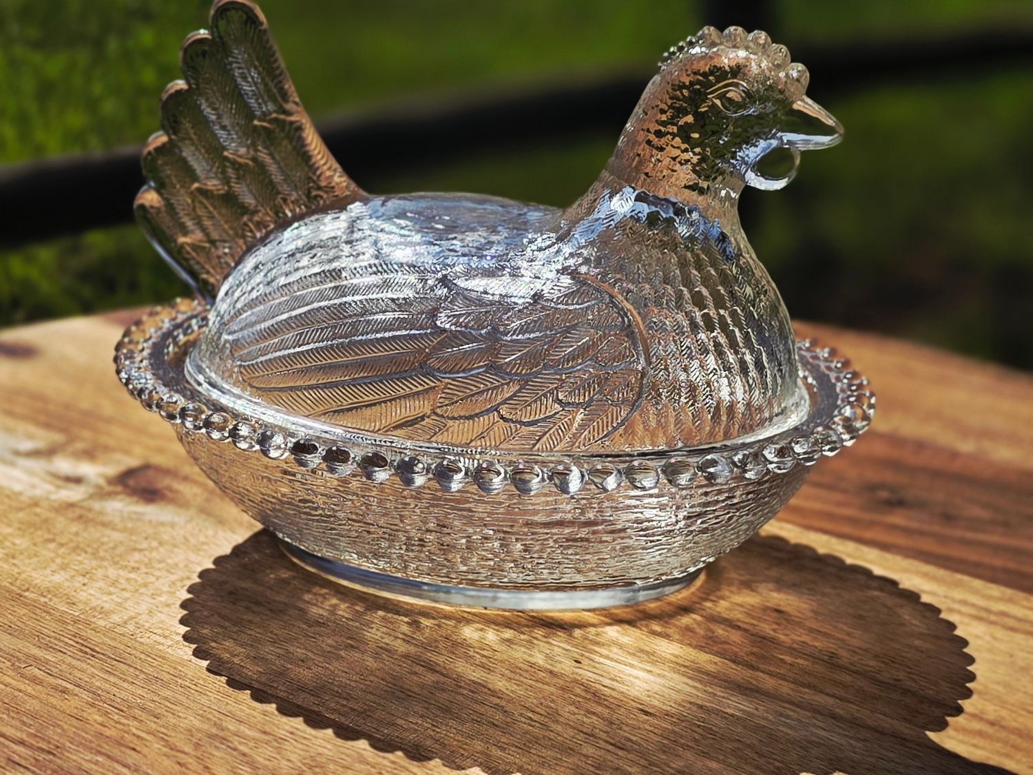 Indiana Glass Hen on Nest/Clear