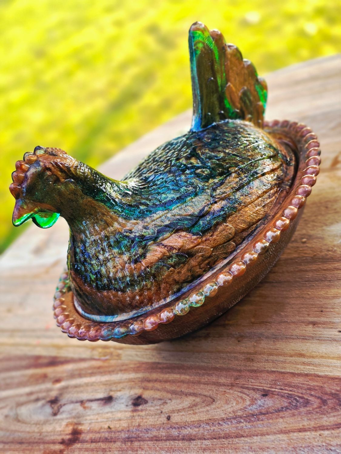 Teal and Gold "Slag Glass" HON