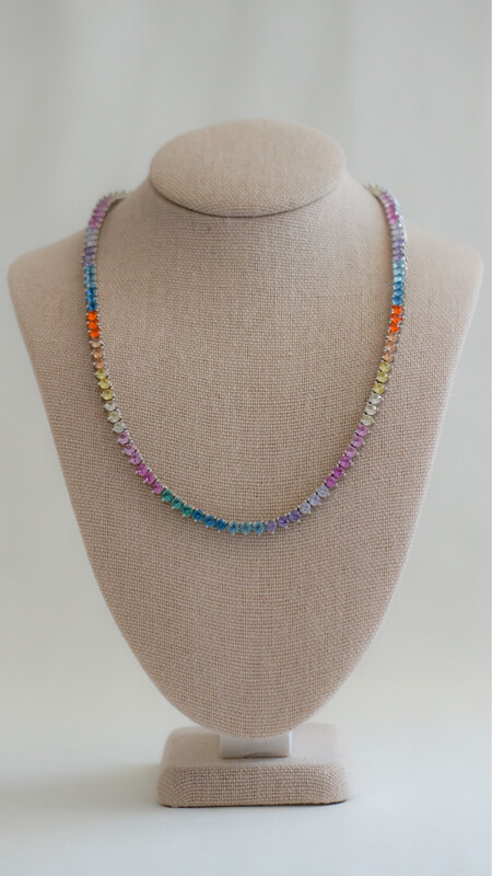 Tennis Necklace Colorful Zircon