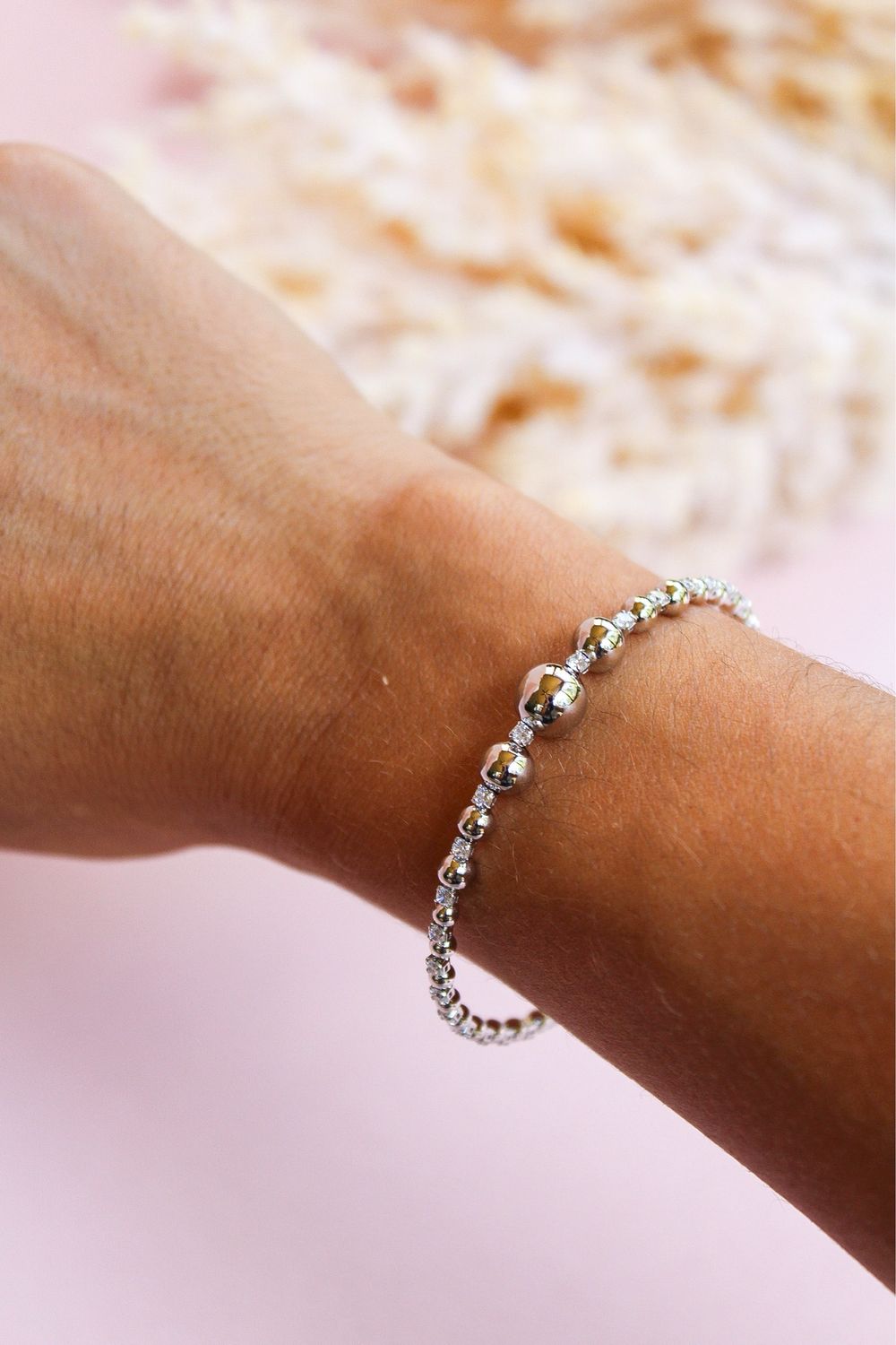 Spiral Bracelet In White Rhodium