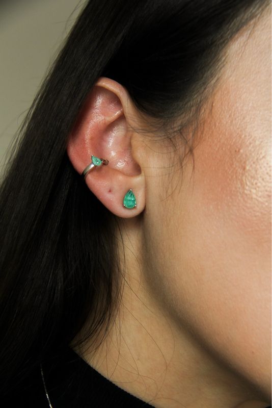 Colombian Emerald Fusion Stud
