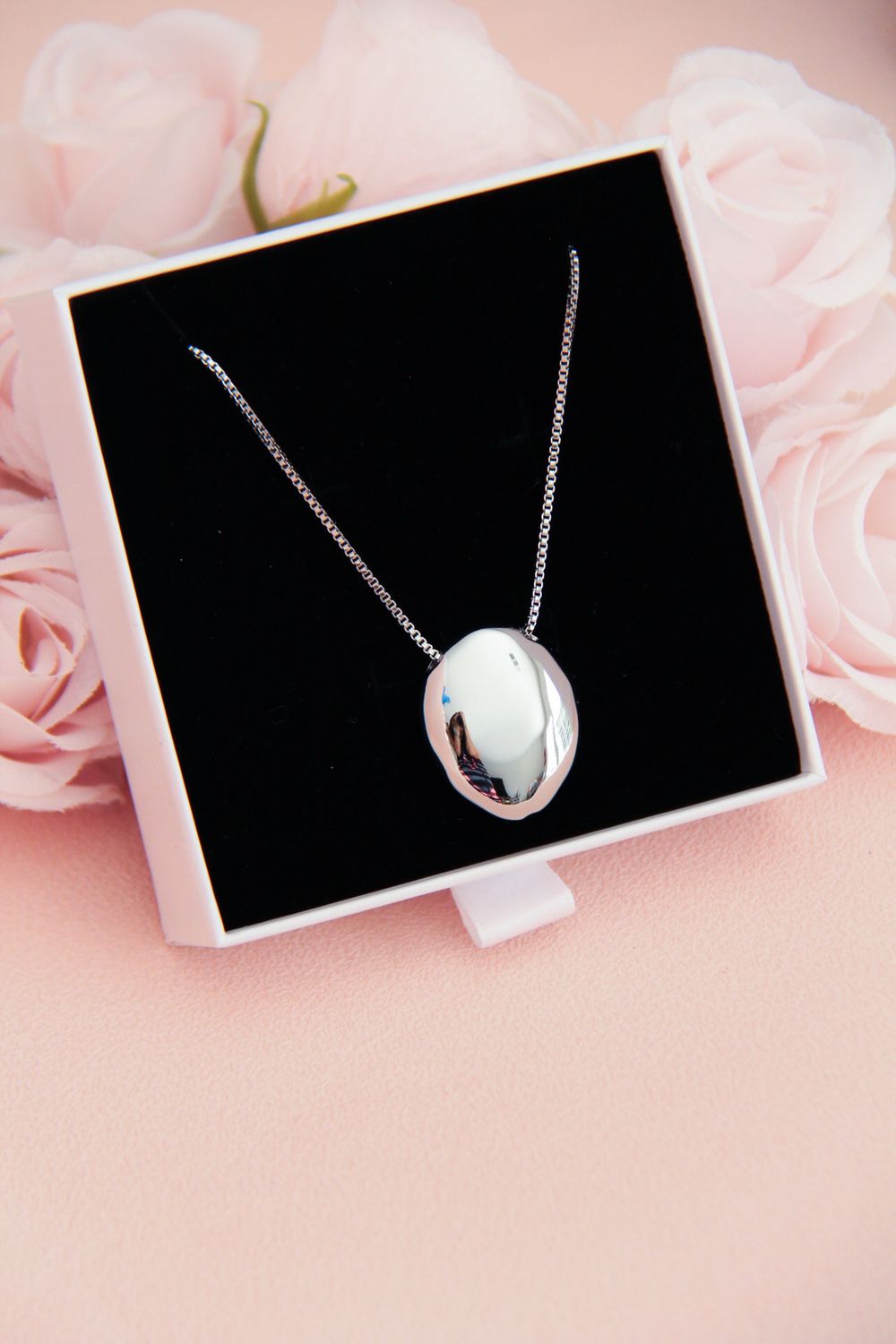 Minimalist White Rhodium Necklace