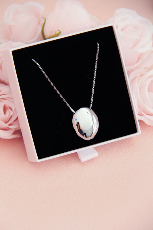 Minimalist White Rhodium Necklace