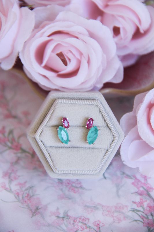 Pink And Tourmaline Stud