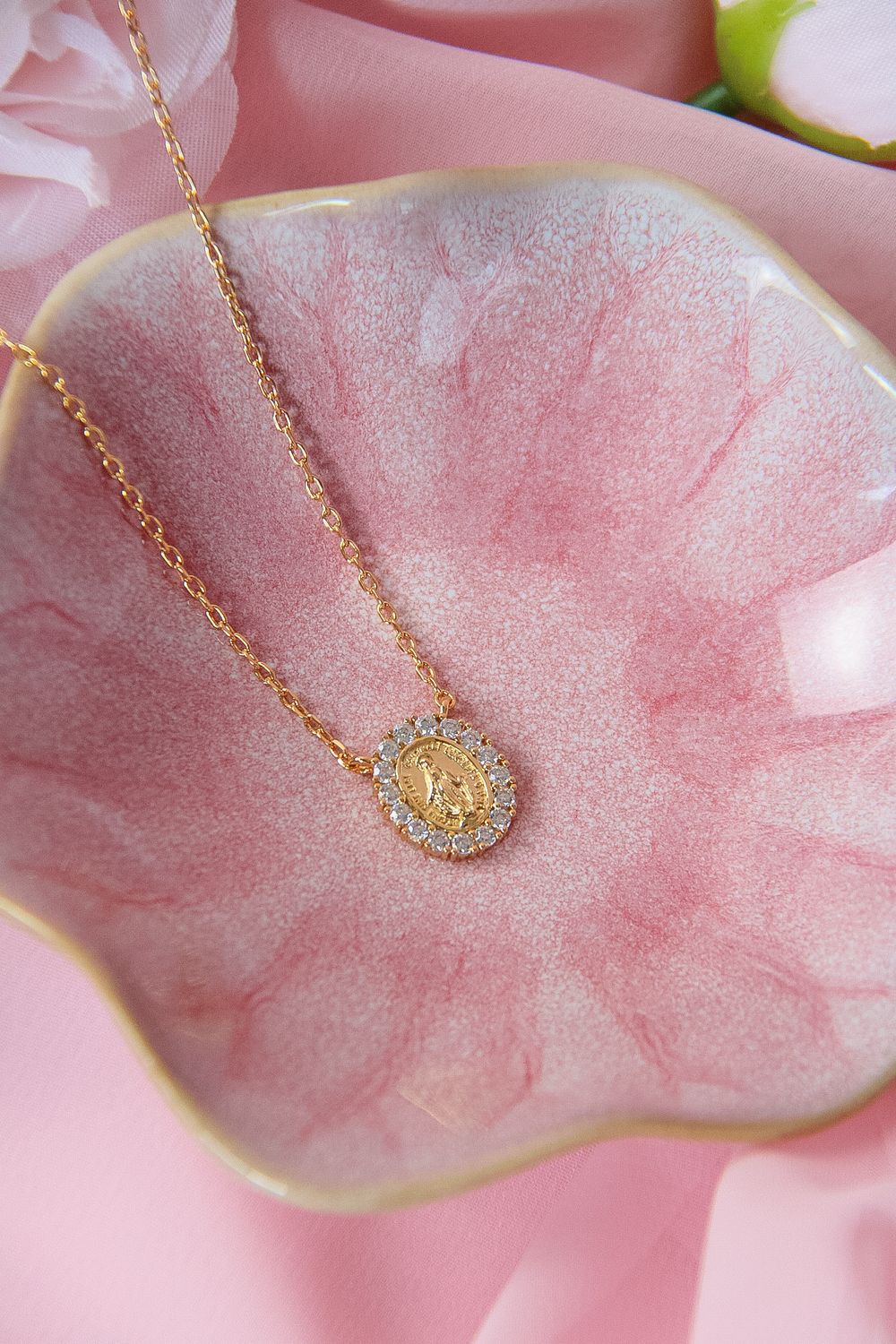 Our Lady Medal Necklace Sterling Silver