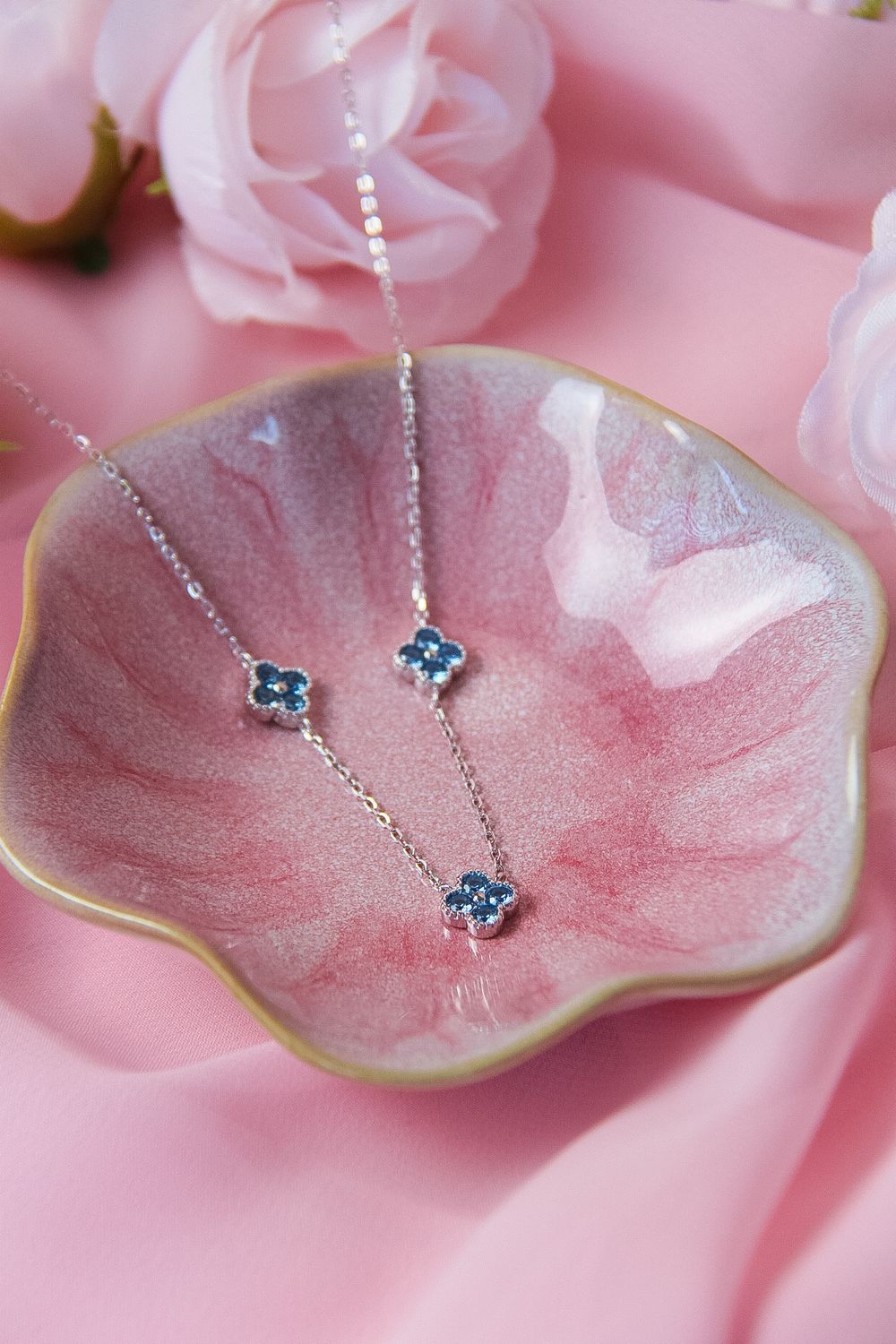 Light Blue Clover Necklace