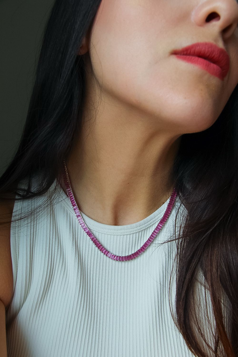 Pink Fusion Tennis Necklace