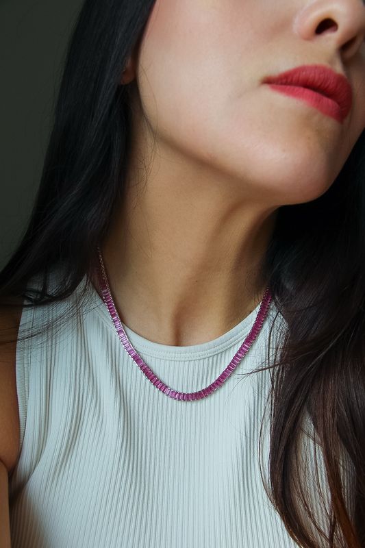 Pink Fusion Tennis Necklace