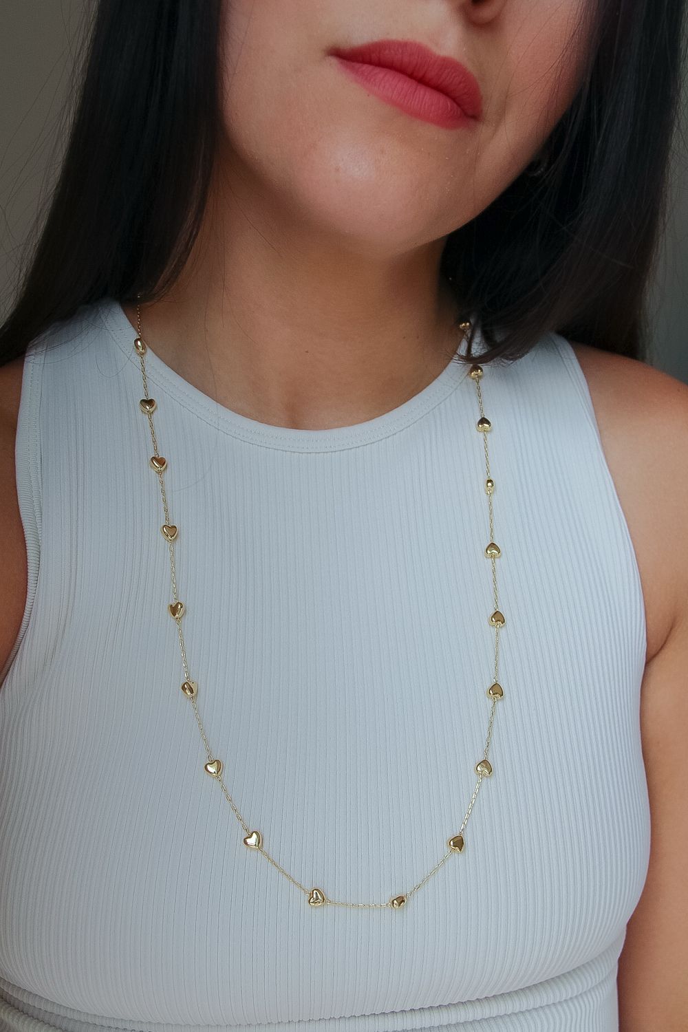 Long Minimalist Heart Necklace