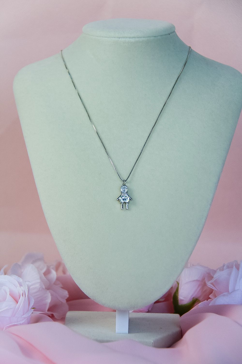 Minimalist Daughter Necklace In White Rhodium