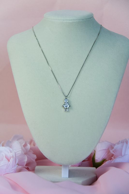 Minimalist Daughter Necklace In White Rhodium