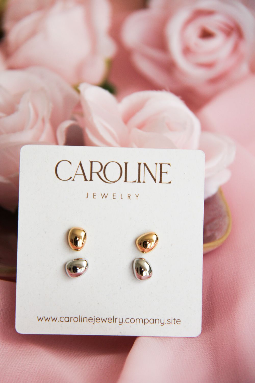 Set Of Organic Stud In Plated Gold 18k And White Rhodium
