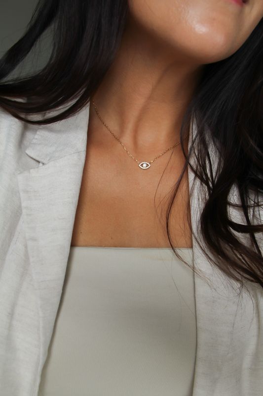 Dainty Evil Eye Necklace In Sterling Silver