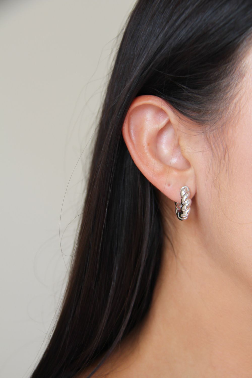 Twisted Hoops In White Rhodium