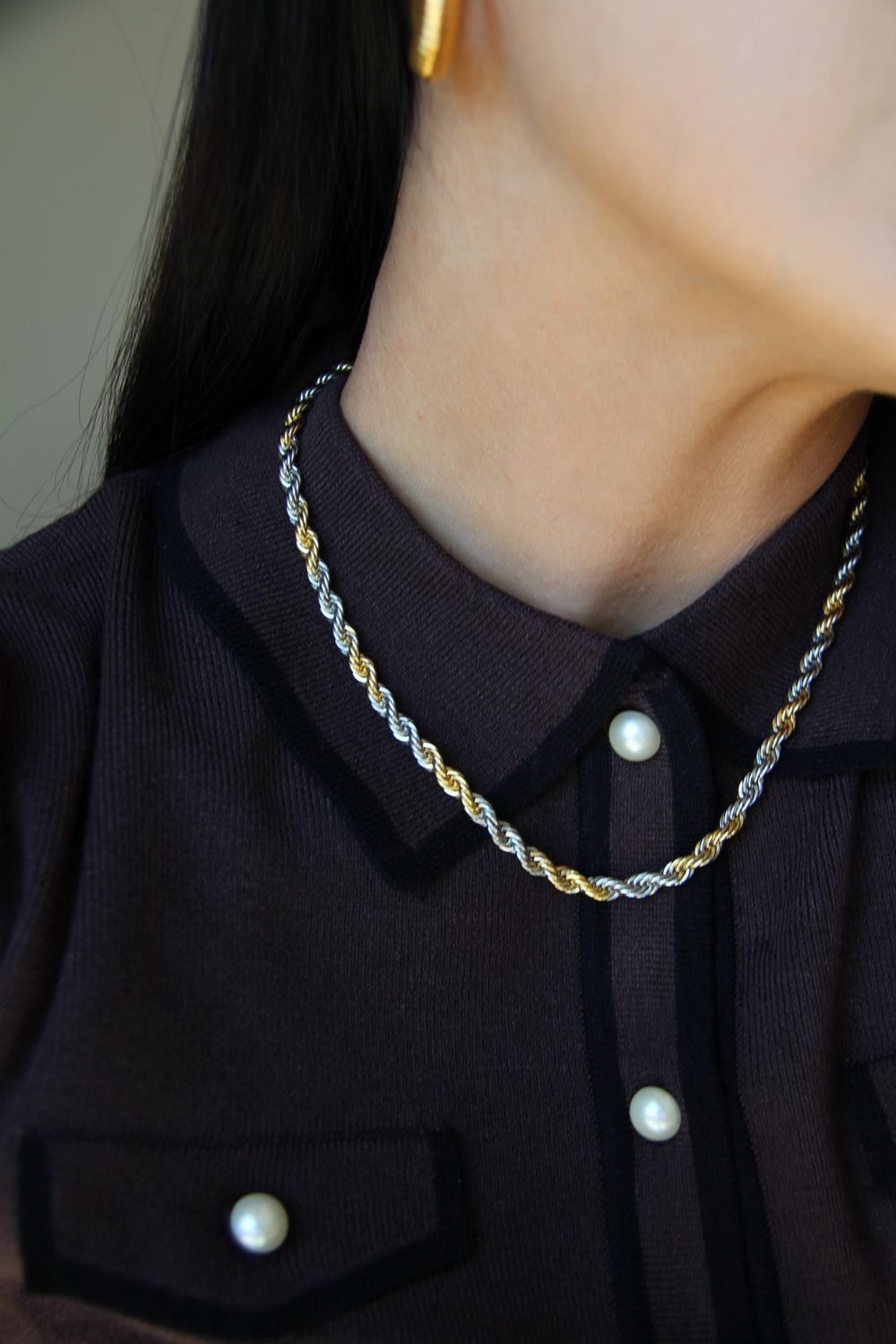 Vintage Necklace Mix White Rhodium And Plated Gold